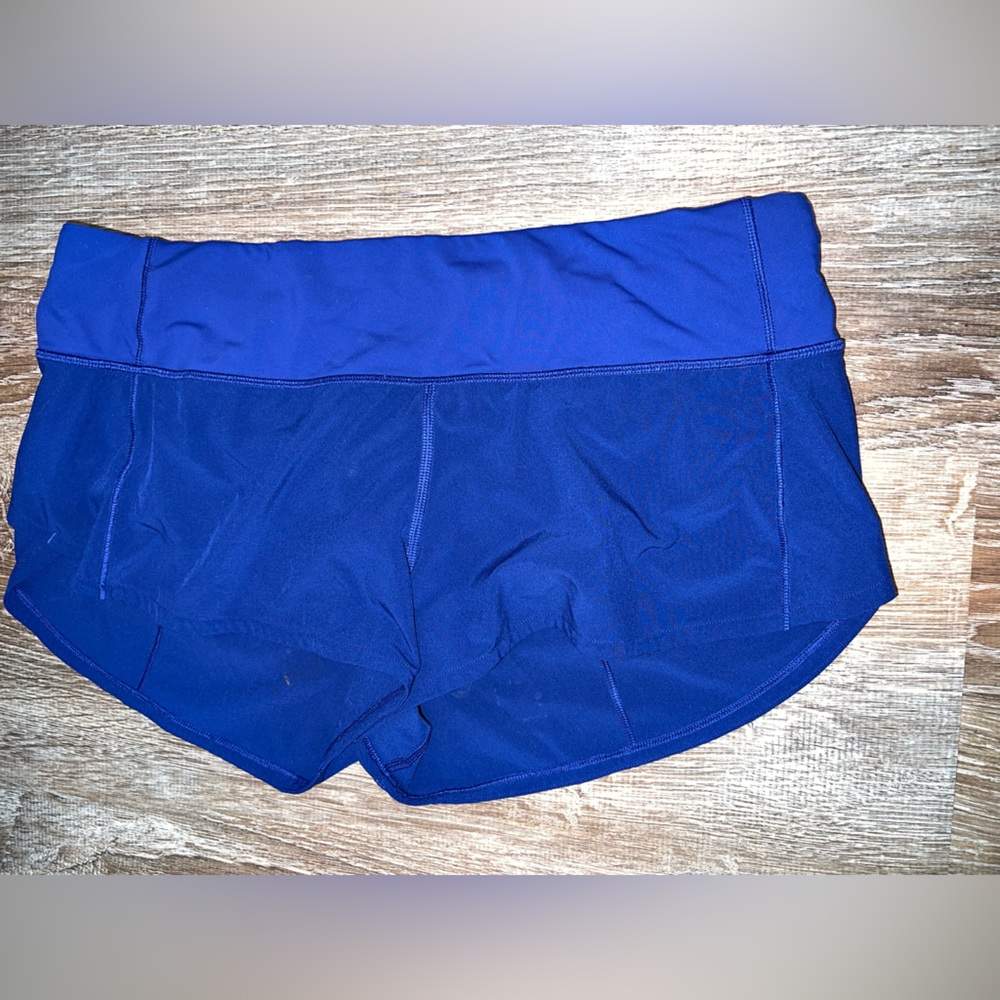 lululemon size 6 royal blue 2.5 speed up shorts
